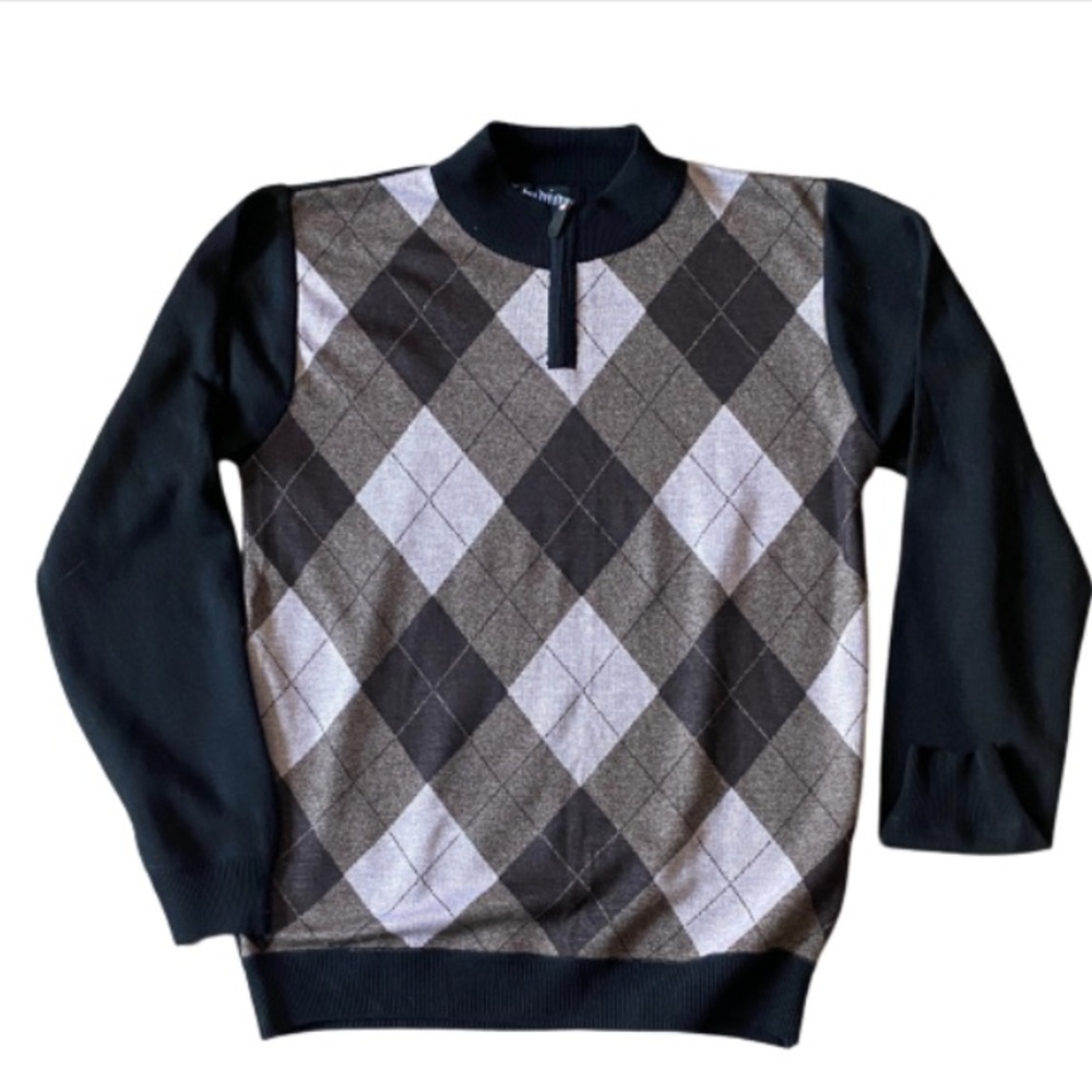 STUDIO BY OMEGA Men’s Black Brown Quarter Zip Sweater Size L